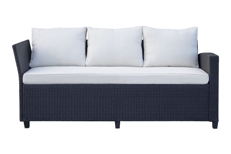 James Light Stor L-formet Vendbar Loungegruppe til Udendørs i Kunstrotting med Opbevaring og Hvide Hynder - Sort - Have - Udendørs miljø - Altan & terrasse - Altanmøbler