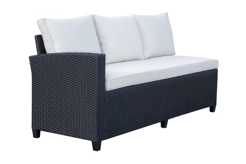 James Light Stor L-formet Vendbar Loungegruppe til Udendørs i Kunstrotting med Opbevaring og Hvide Hynder - Sort - Have - Udendørs miljø - Altan & terrasse - Altanmøbler