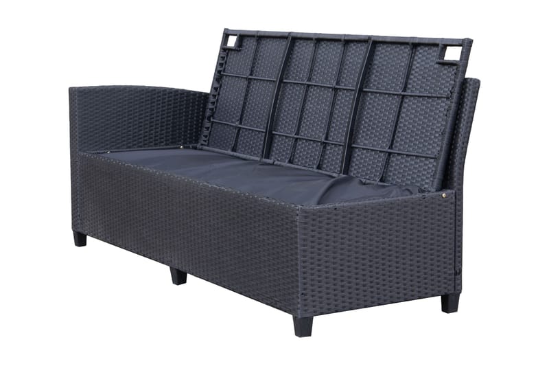 James Light Stor L-formet Vendbar Loungegruppe til Udendørs i Kunstrotting med Opbevaring og Hvide Hynder - Sort - Have - Udendørs miljø - Altan & terrasse - Altanmøbler