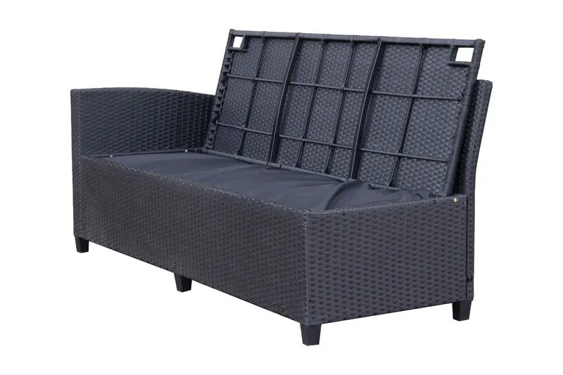 James Light Stor L-formet Vendbar Loungegruppe til Udendørs i Kunstrotting med Opbevaring og Hvide Hynder - Sort - Have - Udendørs miljø - Altan & terrasse - Altanmøbler