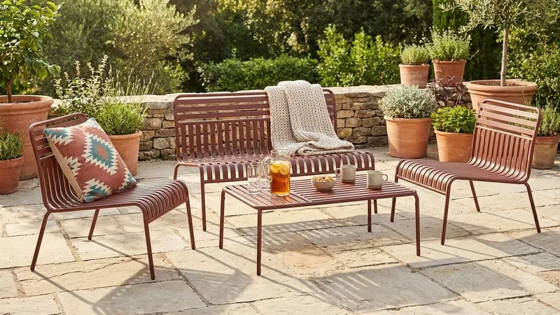 Jarva lille 4-personers sofasæt til udendørsbrug i metal - Rød - Have - Udendørs miljø - Altan & terrasse - Altanmøbler