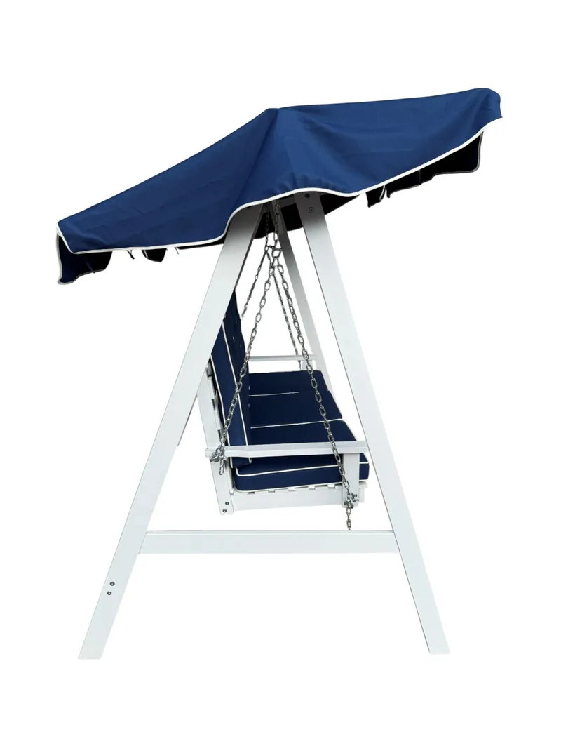 Landet Hammock Gyngestol med tag i akacietræ inklusiv hynder 195x125x159 - Hvid - Havemøbler - Havesofaer & bænke - Hængesofaer