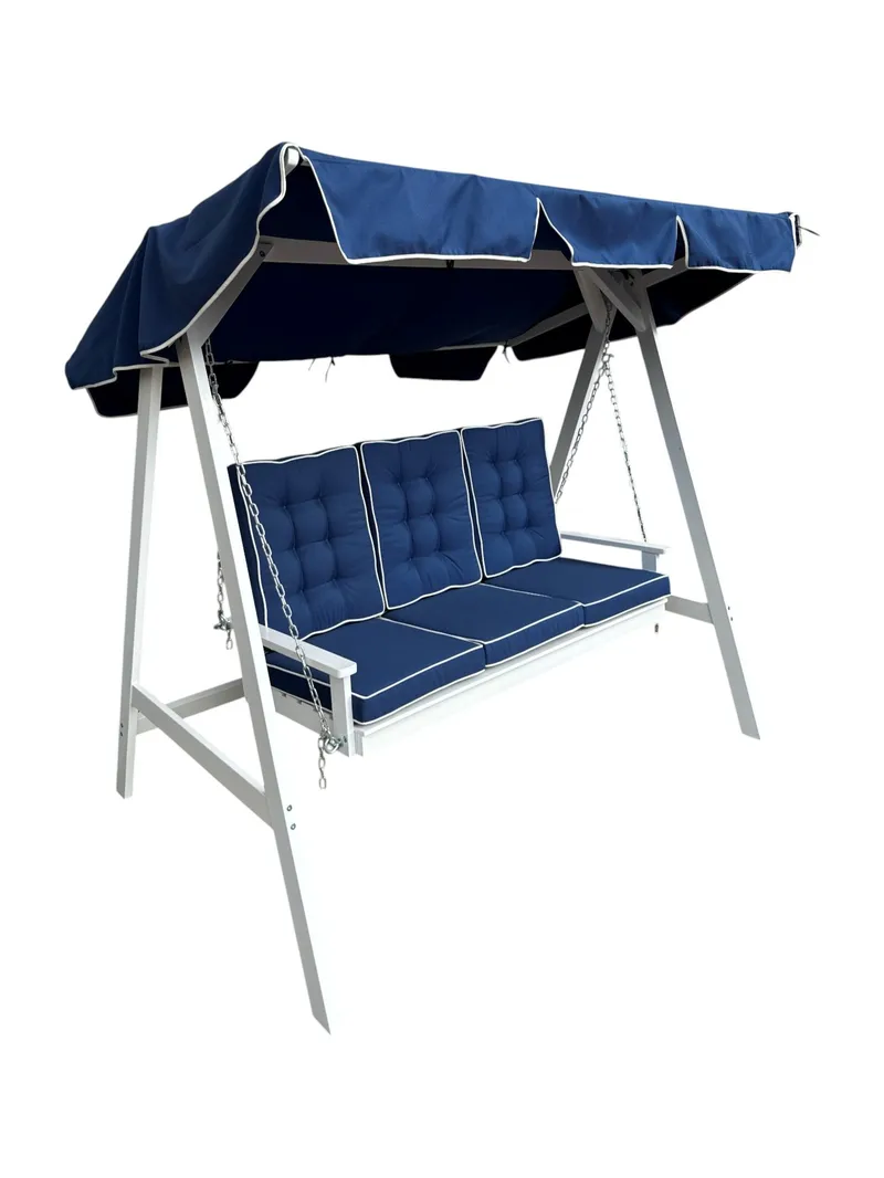 Landet Hammock Gyngestol med tag i akacietræ inklusiv hynder 195x125x159 - Hvid - Havemøbler - Havesofaer & bænke - Hængesofaer