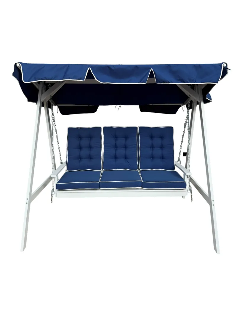 Landet Hammock Gyngestol med tag i akacietræ inklusiv hynder 195x125x159 - Hvid - Havemøbler - Havesofaer & bænke - Hængesofaer