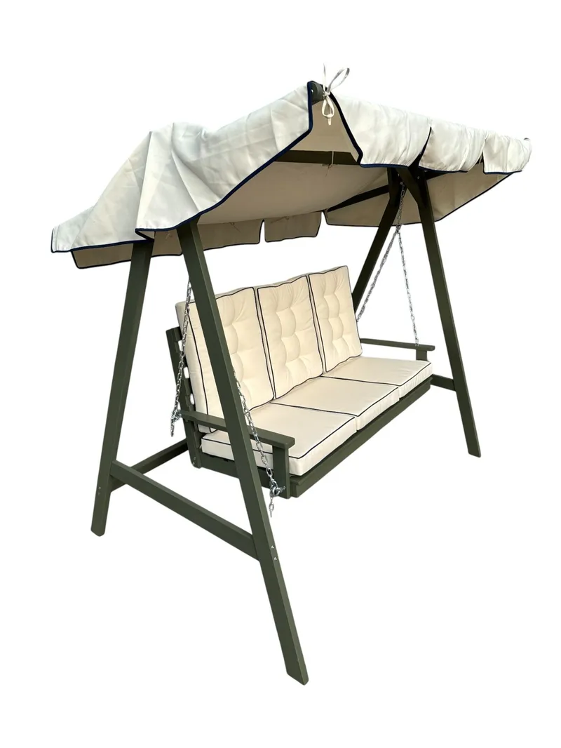 Landet Hammock Gyngestol med tag i akacietræ inklusiv hynder 195x125x159 - Mørkegrøn - Havemøbler - Havesofaer & bænke - Hængesofaer