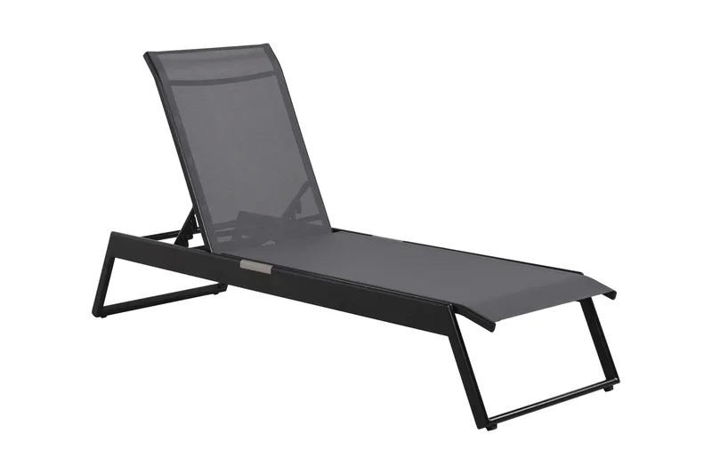 Monaco solseng med justerbar ryg i aluminium, grå tekstil, Sort