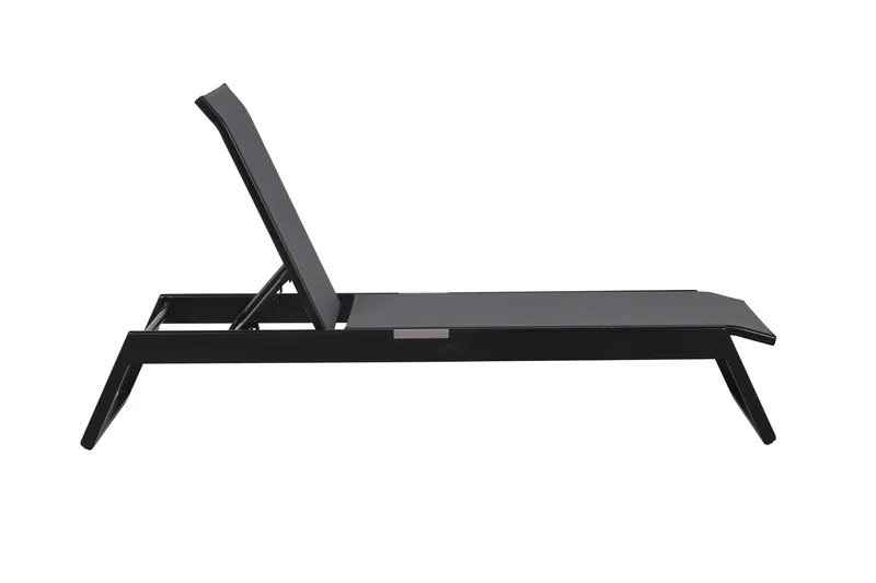 Monaco solseng med justerbar ryg i aluminium, grå tekstil - Sort - Havemøbler - Havestole - Solseng & solvogn