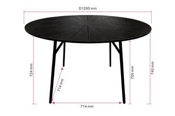 Tunis spisebord til udendørsbrug 120 cm rundt - Sort/Sort - Havemøbler - Havebord - Spisebord & havebord