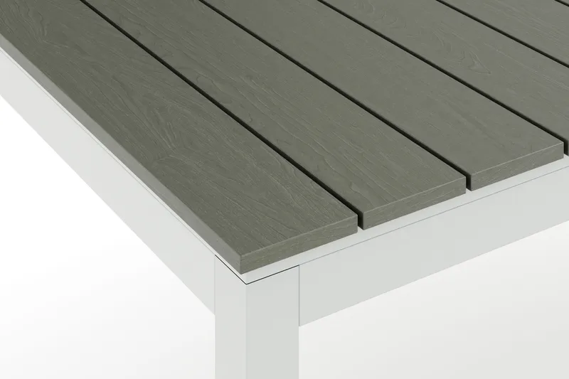 Tunis spisebord til udendørsbrug 205/305x90 cm rektangulært, udtrækkeligt - Hvid/Grå - Havemøbler - Havebord - Spisebord & havebord