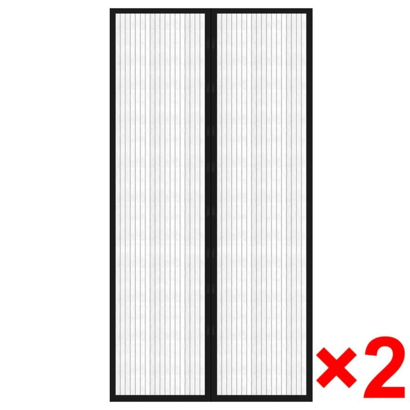 Dørgardin Insektnet Magnetisk 2 Stk. 210 X 100 Cm Sort - Sort - Have - Udendørs miljø - Havedekoration - Myggenet