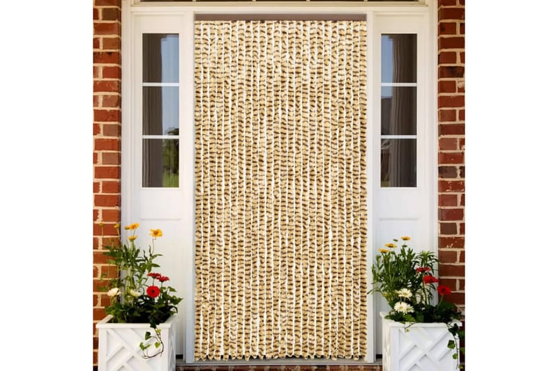 Insektgardin 100x220 cm chenille beige og brun - Beige - Friluftsudstyr - Myggenet - Myggebeskyttelse