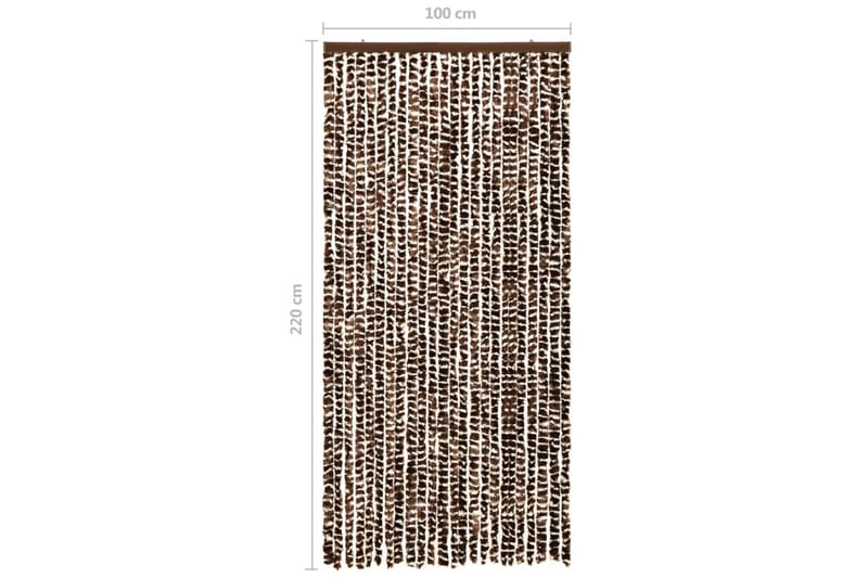 Insektgardin 100x220 cm chenille brun og hvid - Brun - Have - Udendørs miljø - Havedekoration - Myggenet