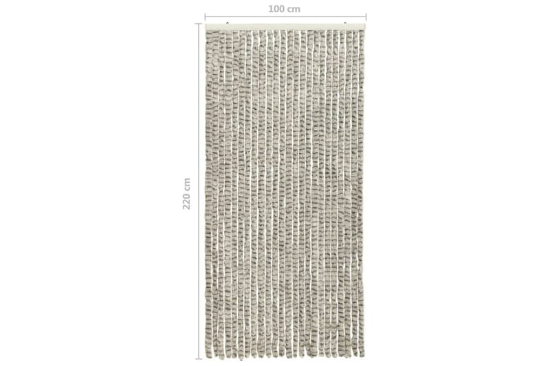 Insektgardin 100x220 cm chenille lysegrå og mørkegrå - Grå - Have - Udendørs miljø - Havedekoration - Myggenet