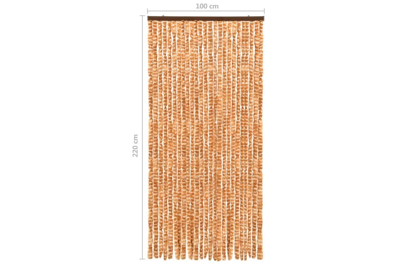 Insektgardin 100x220 cm chenille okker og hvid - Gul - Have - Udendørs miljø - Havedekoration - Myggenet
