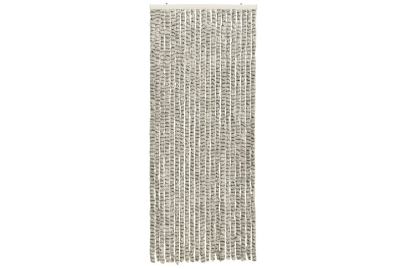 Insektgardin 56x185 cm chenille lysegrå og mørkegrå - Grå - Have - Udendørs miljø - Havedekoration - Myggenet