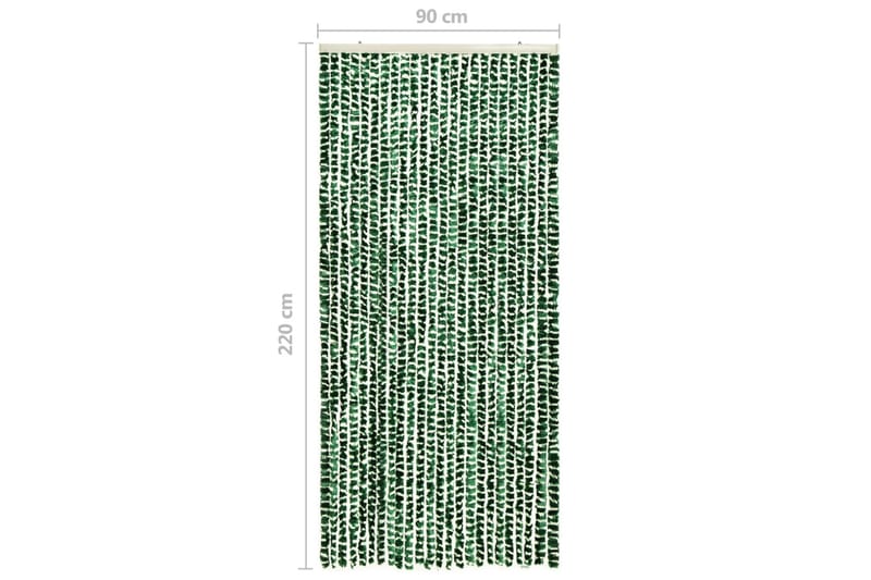 Insektgardin 90x220 cm chenille grøn og hvid - Grøn - Have - Udendørs miljø - Havedekoration - Myggenet