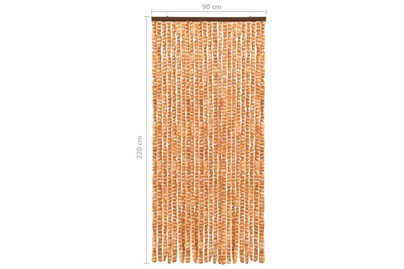 Insektgardin 90x220 cm chenille okker og hvid - Gul - Friluftsudstyr - Myggenet - Myggebeskyttelse