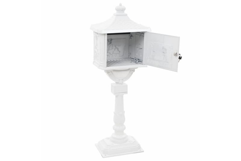 Postkasse m Piedestal Aluminium Vintagestil Rustbestandig - Hvid - Have - Udendørs miljø - Havedekoration - Postkasser - Postkasse
