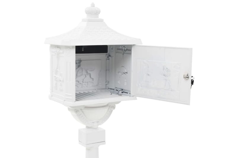 Postkasse m Piedestal Aluminium Vintagestil Rustbestandig - Hvid - Have - Udendørs miljø - Havedekoration - Postkasser - Postkasse