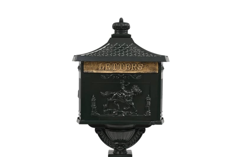 Postkasse m Piedestal Aluminium Vintagestil Rustbestandig - Grøn - Have - Udendørs miljø - Havedekoration - Postkasser - Postkasse