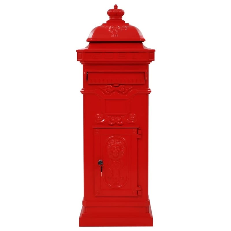 Søjlepostkasse I Aluminium Vintagestil Rustbestandig Rød - Rød - Postkasse - Postkasser