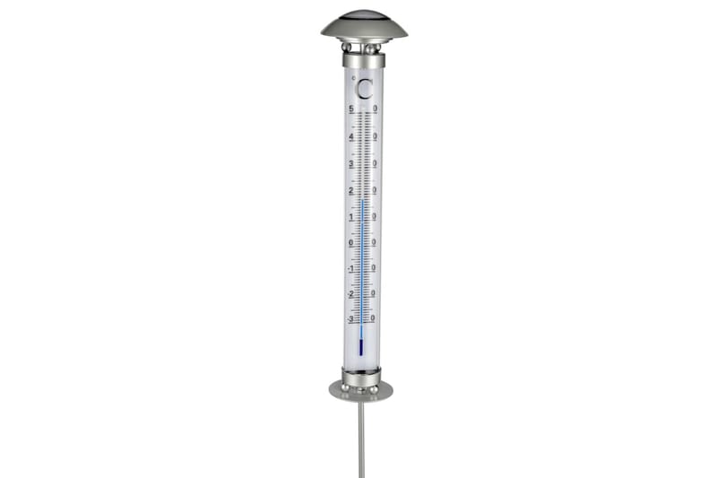 HI soldrevet havelampe med termometer - Sølv - Udendørstermometer - Termometer