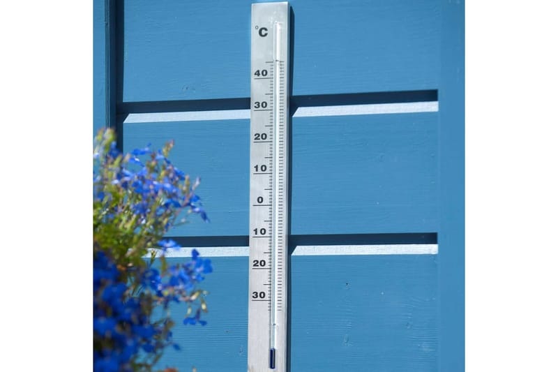 Nature udendørs vægtermometer aluminium 3,8 x 0,6 x 37 cm - Have - Udendørs miljø - Havedekoration - Regn & temperatur - Udendørstermometer
