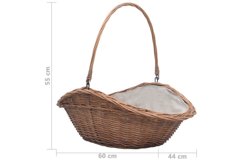 Brændekurv Med Håndtag 60x44x55 cm Pil Natur - Brun - Have - Udendørs miljø - Udendørs opbevaring - Brændeopbevaring