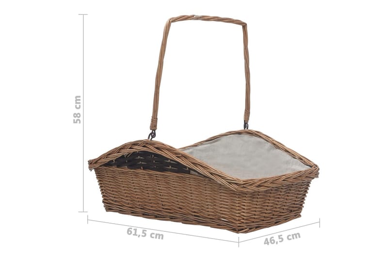 Brændekurv Med Håndtag 61,5x46,5x58 cm Pil Brun - Brun - Have - Udendørs miljø - Udendørs opbevaring - Brændeopbevaring