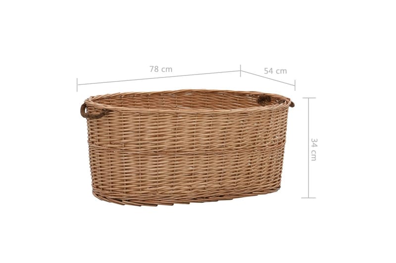 Brændekurv Med Håndtag 78 X 54 X 34 Cm Naturpil - Brun - Have - Udendørs miljø - Udendørs opbevaring - Brændeopbevaring