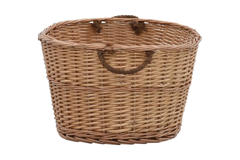 Brændekurv Med Håndtag 88 X 57 X 34 Cm Naturpil - Brun - Have - Udendørs miljø - Udendørs opbevaring - Brændeopbevaring
