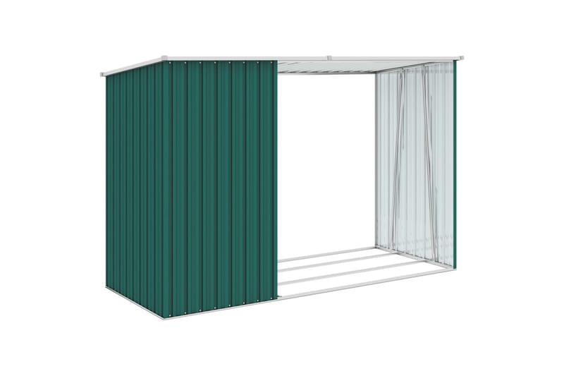 Brændeskur 245x98x159 cm Galvaniseret Stål Grøn - Have - Udendørs miljø - Udendørs opbevaring - Brændeopbevaring