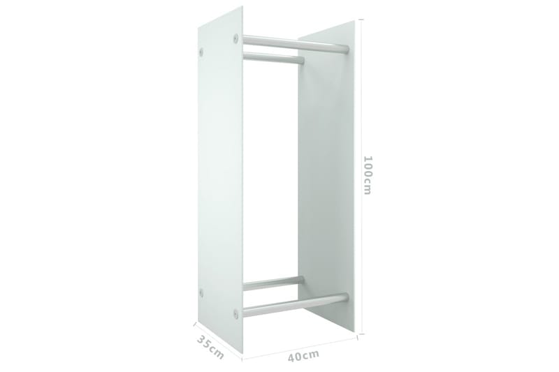 brændestativ 40x35x100 cm hærdet glas hvid - Have - Udendørs miljø - Udendørs opbevaring - Brændeopbevaring