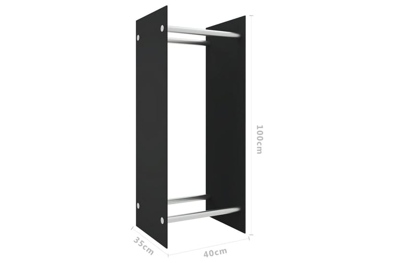 brændestativ 40x35x100 cm hærdet glas sort - Have - Udendørs miljø - Udendørs opbevaring - Brændeopbevaring
