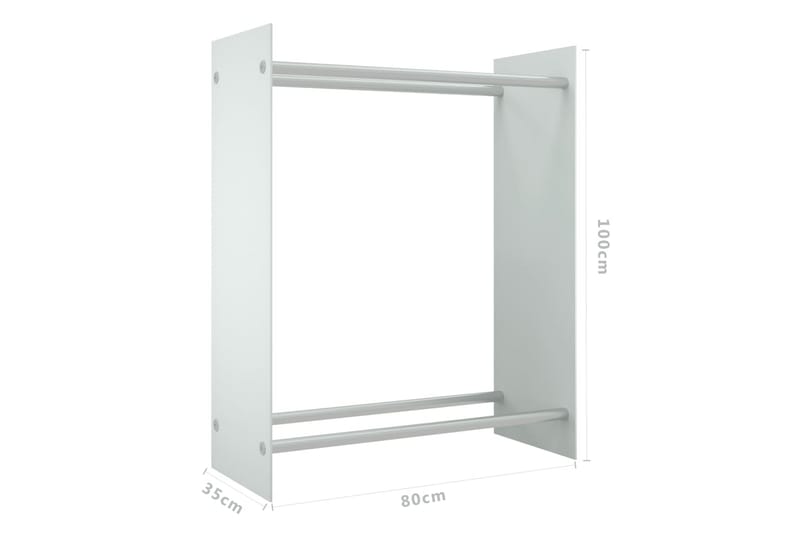 brændestativ 80x35x100 cm hærdet glas hvid - Have - Udendørs miljø - Udendørs opbevaring - Brændeopbevaring