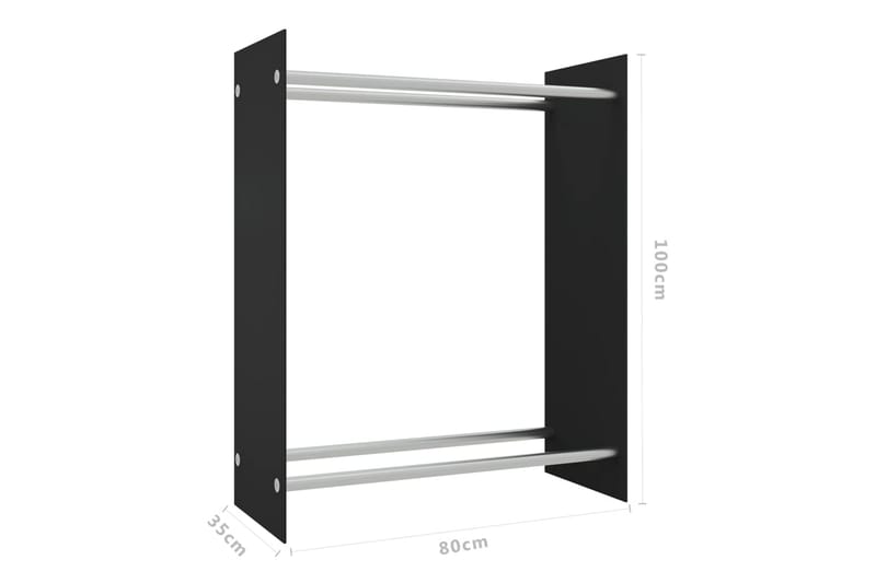 brændestativ 80x35x100 cm hærdet glas sort - Have - Udendørs miljø - Udendørs opbevaring - Brændeopbevaring
