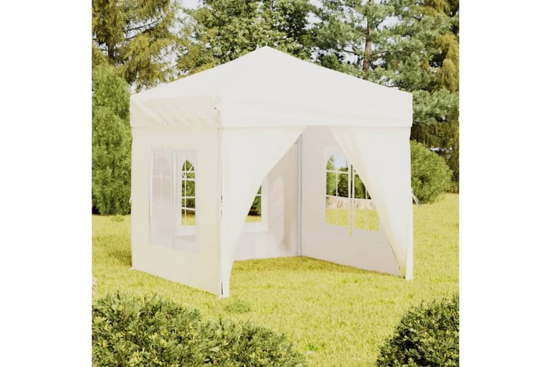 beBasic foldbart festtelt med sidevægge 2x2 m cremefarvet - Creme - Have - Udendørs miljø - Udendørs opbevaring - Havetelt & lagertelte - Partytelt