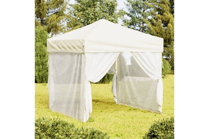 beBasic foldbart festtelt med sidevægge 2x2 m cremefarvet - Creme - Have - Udendørs miljø - Udendørs opbevaring - Havetelt & lagertelte - Partytelt