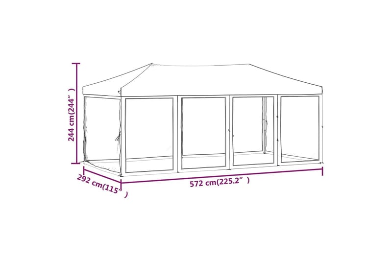 beBasic foldbart festtelt med sidevægge 3x6 m blå - BlÃ¥ - Partytelt - Havetelt & lagertelte