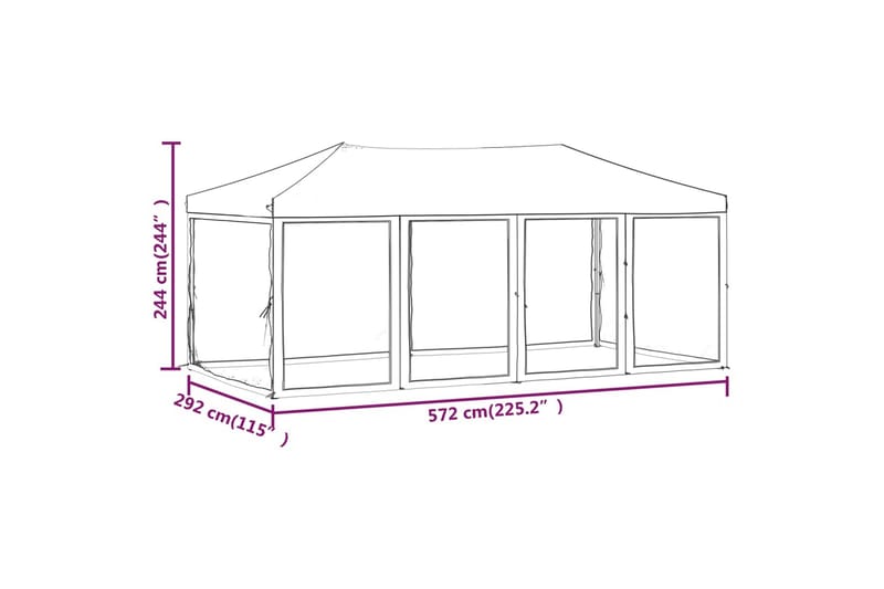 beBasic foldbart festtelt med sidevægge 3x6 m cremefarvet - Creme - Partytelt - Havetelt & lagertelte