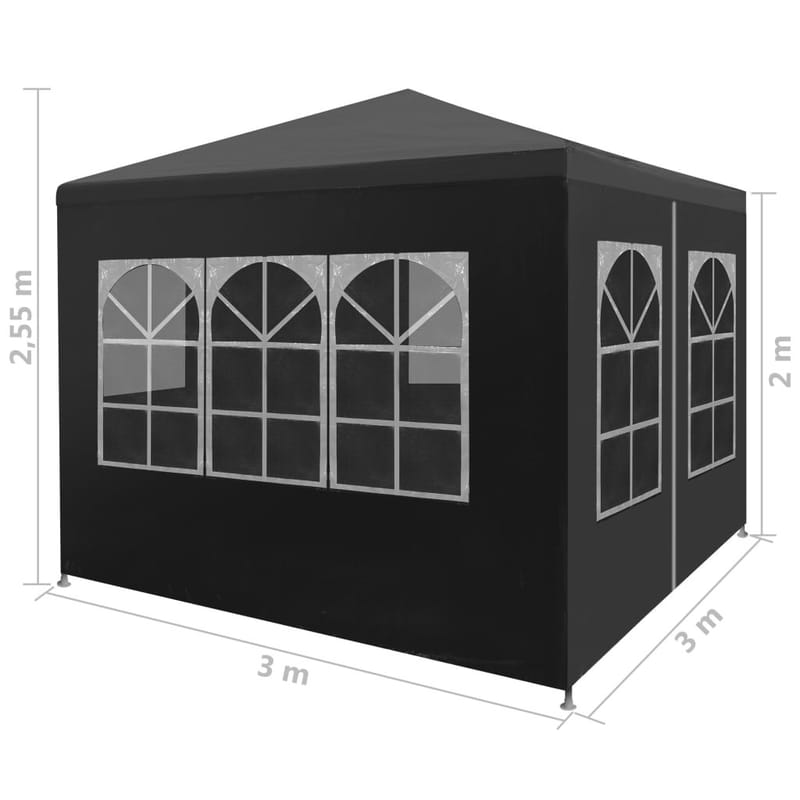 Festtelt 3 X 3 M Antracitgrå - Grå - Partytelt - Havetelt & lagertelte