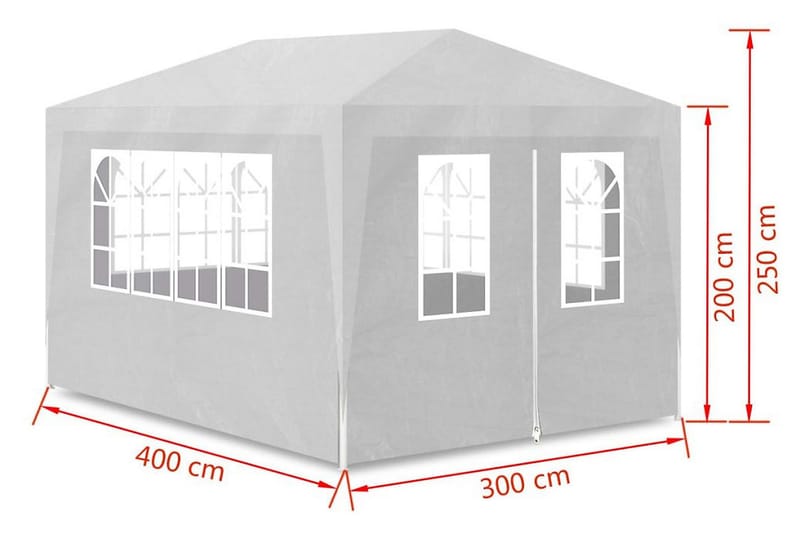 Festtelt 3 X 4 M Hvid - Hvid - Partytelt - Havetelt & lagertelte