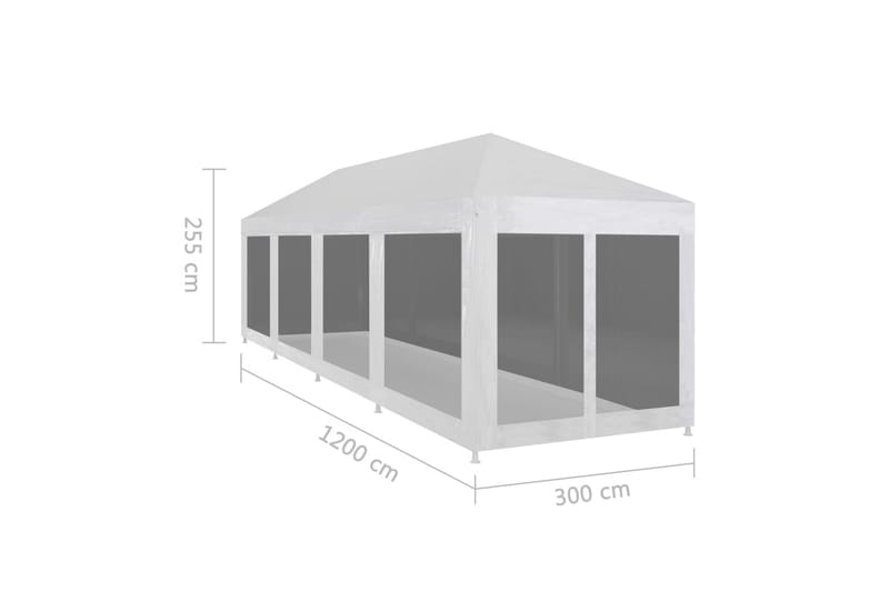 Festtelt Med 10 Sidevægge I Trådnet 12 X 3 M - Sort - Partytelt - Havetelt & lagertelte