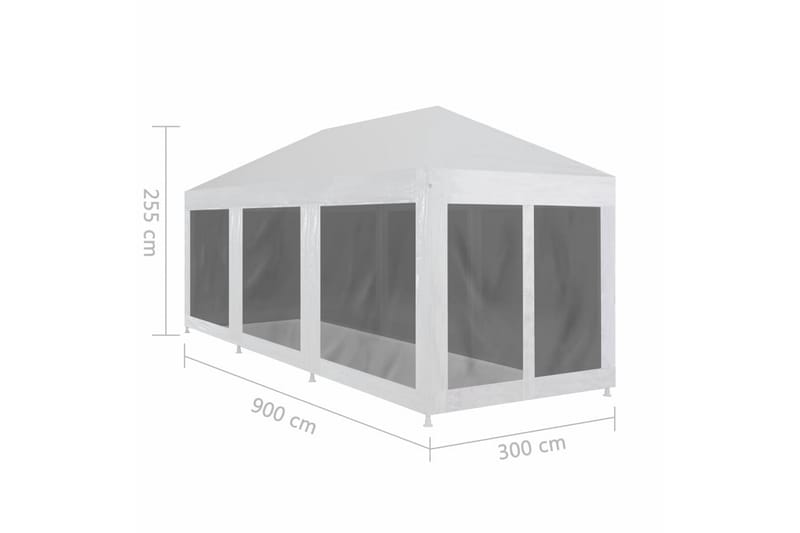 Festtelt Med 8 Sidevægge I Trådnet 9 X 3 M - Sort - Partytelt - Havetelt & lagertelte