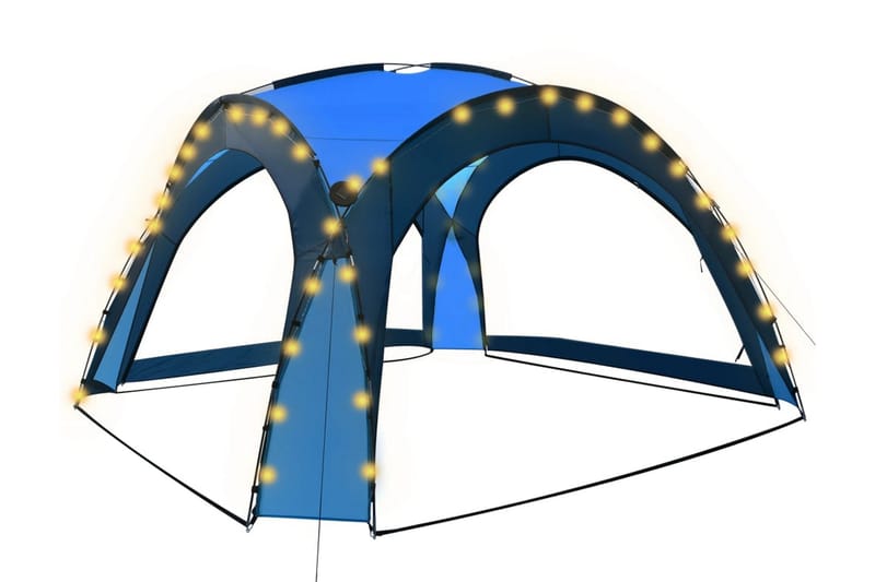 Festtelt med Led Og 4 Sidevægge 3,6x3,6x2,3 M Blå - Blå - Partytelt - Havetelt & lagertelte