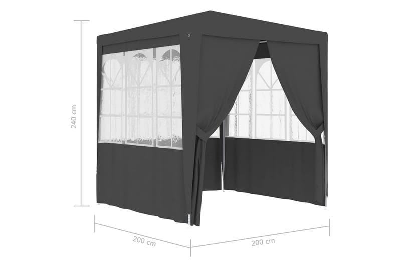 Festtelt med Sidevægge 2x2 M 90 G/m² Antracitgrå - Grå - Partytelt - Havetelt & lagertelte