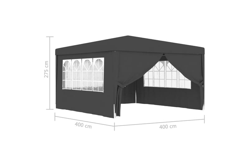 Festtelt med Sidevægge 4x4 M 90 G/m² Antracitgrå - Grå - Partytelt - Havetelt & lagertelte