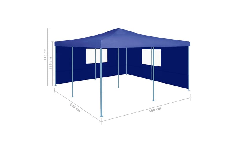 foldbar pavillon med 2 sidevægge 5 x 5 m blå - Blå - Partytelt - Havetelt & lagertelte
