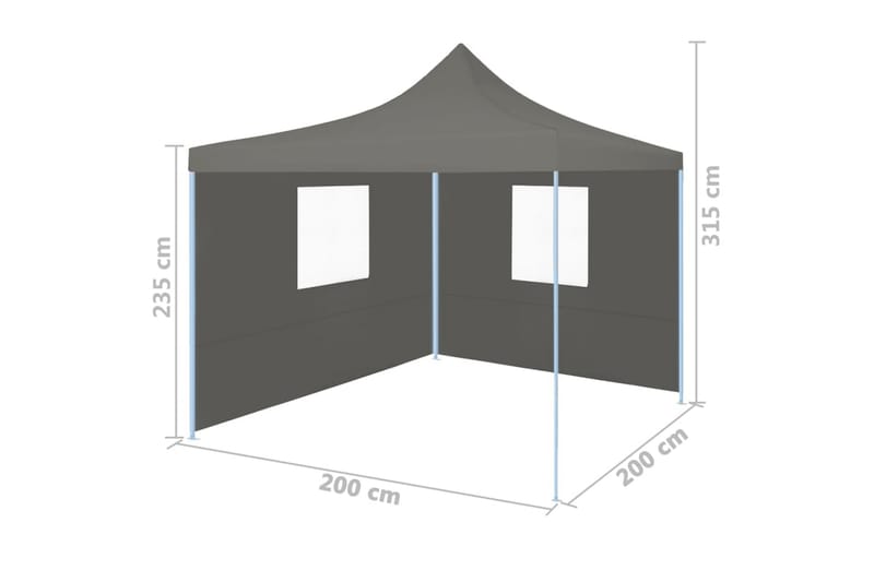 foldbart festtelt med 2 sidevægge 2 x 2 m stål antracitgrå - Grå - Have - Udendørs miljø - Udendørs opbevaring - Havetelt & lagertelte - Partytelt