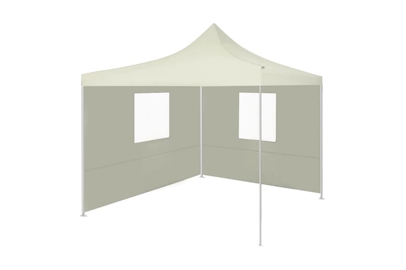 foldbart festtelt med 2 sidevægge 2 x 2 m stål cremefarvet - Creme - Have - Udendørs miljø - Udendørs opbevaring - Havetelt & lagertelte - Partytelt